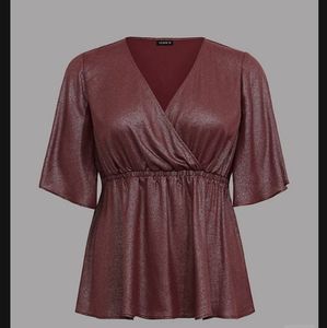 Torrid Lily Burgundy Surplice Georgette Babydoll Shirt